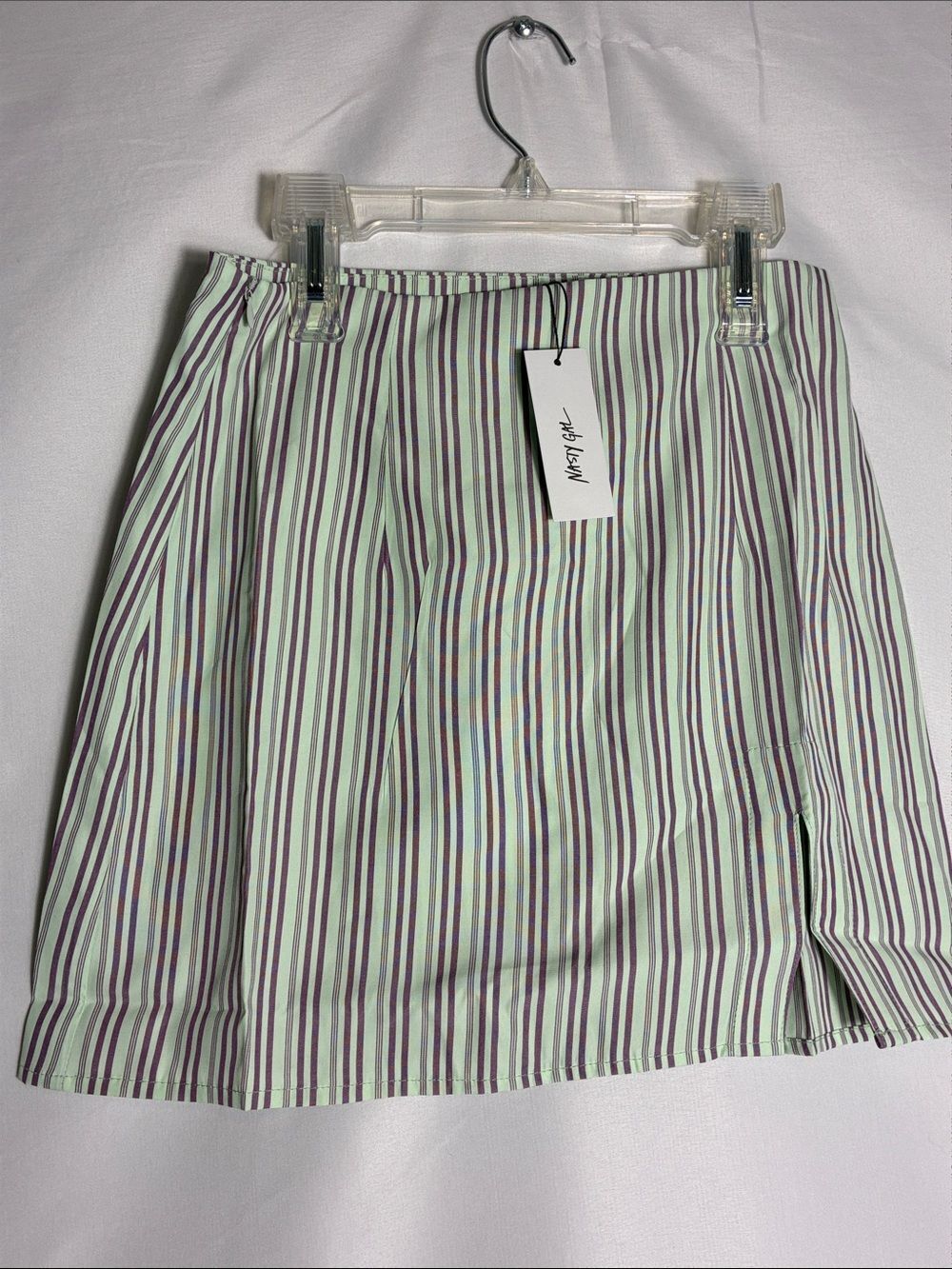 Nasty Gal Mint and Purple Striped Mini Skirt